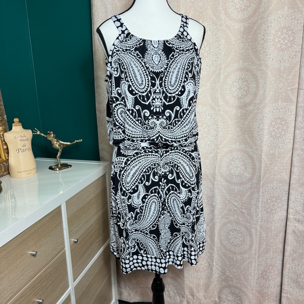STYLE & CO Sleeveless Dress SMALL Paisley Print Stretch